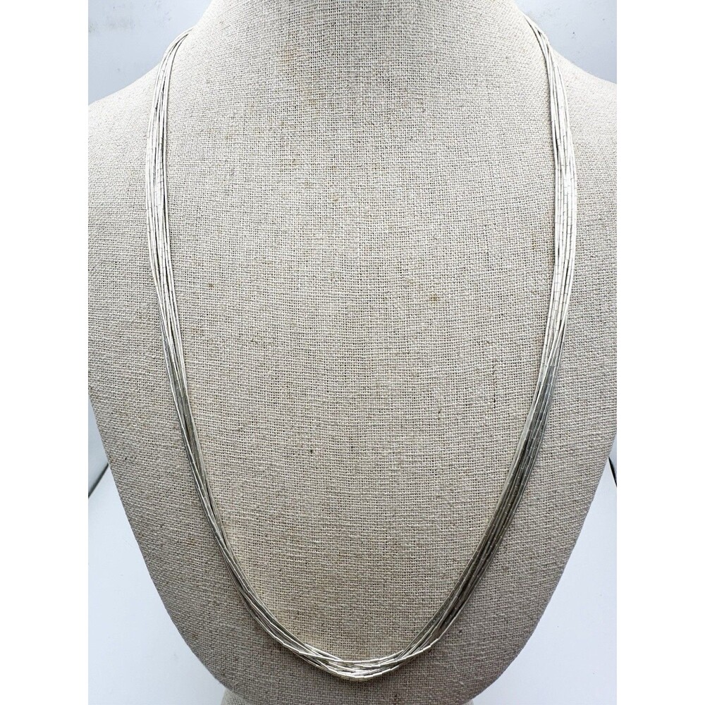 925 Sterling Silver 10 Strand Liquid Silver Chain Necklace 24”